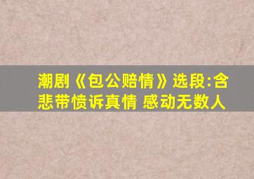 潮剧《包公赔情》选段:含悲带愤诉真情 感动无数人